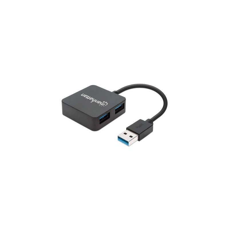 Hub USB MANHATTAN - Negro, 4 puertos